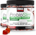 FACTEUR DE FORCE ProbioSlim Gommies de vinaigre de cidre de pomme, 2-packs, avec vinaigre de cidre de pomme biologique et probiotiques de LactoSpore et prébiotiques pour soutenir la digestion, le métabolisme et la santé immunitaire, 120 Gommies