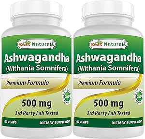 Migliore naturali Ashwagandha estratto 500 Mg 120 capsule (pacchetto di 2)