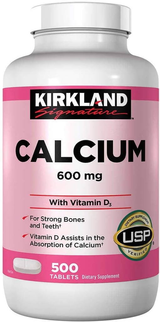 Kirkland Signature Calcium 600 mg. con Vitamina D3, 500 compresse (4 Confezione)
