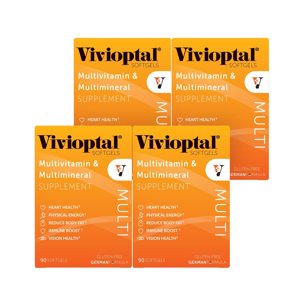 Vivioptal Multi, 90 Softgel (1 Jahr Versorgung), Multivitamin & Multimineral, Glutenfrei, deutsche Formel