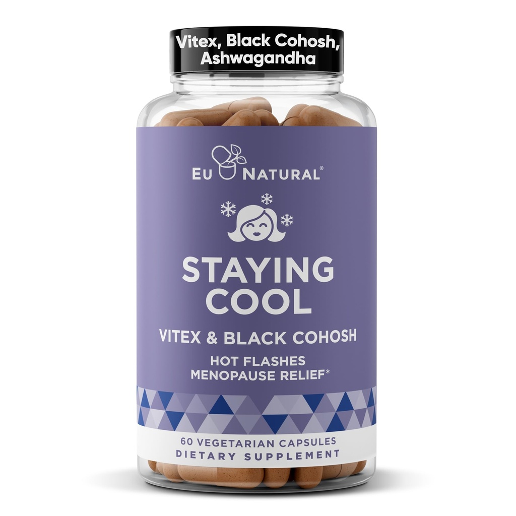 Soggiornare fresco menopausa supplementi per le donne – Hormonal Hot Flash Relief, supporto di peso, & Night Sweats – Vitex Chaste Tree & Black Cohosh – 60 capsule vegetali vegetariane