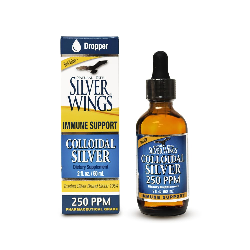 Natural Path Silver Wings Kolloidale Silberflüssigkeit - Enhanced Immun Support Supplement - 250ppm (1250mcg) - 2oz Dropper