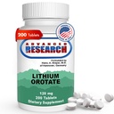 Dr. Hans Nieper Lithium Orotate 5mg, 200 Count, Lab Tested, Non OGM, Gluten Free, Vegan Friendly, Supporta la salute del cervello