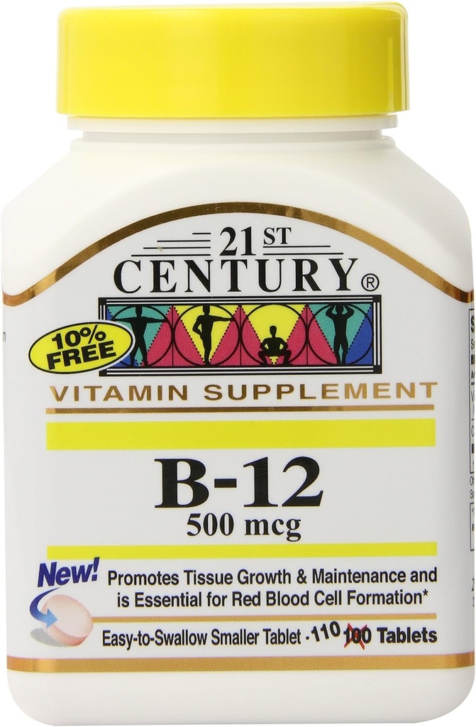 21st Century B-12 500 mcg Tablets, 110-Count (pacchetto di 3)