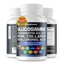 Glucosamine Chondriitine sulfate Méthylsulfonylméthane Acide hyaluronique Gingembre curcuma Vitamine C, D3, poivre noir -150 Capsules