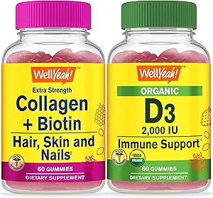 WellJa Collagen+Biotin + Bio Vitamin D3, Gummis Bundle - Große Verkostung, Vitamin-Ergänzung, Glutenfrei, GVOfrei, Kaugummi