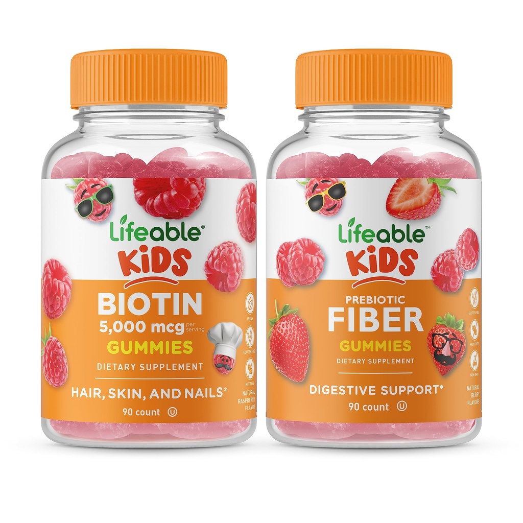 Bikini Lifeable + Prebiotici Fiber Kids, Gummies Bundle - Grande Degustazione, Integratore di vitamina, Senza glutine, OGM Free, Gummy masticabile