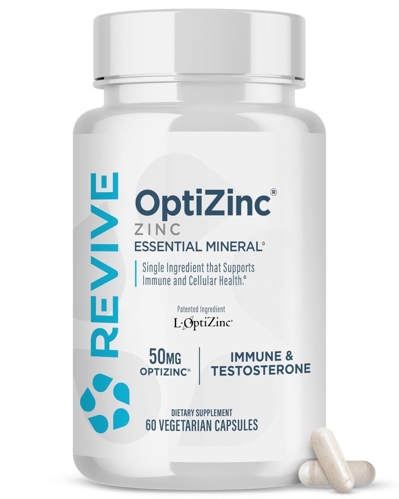 Revive MD Zinc Mineral Supplément pour les hommes et les femmes - soutient l'immunité et la santé cellulaire avec 50mg OptiZinc - Antioxydant et immunitaire support - 60 capsules