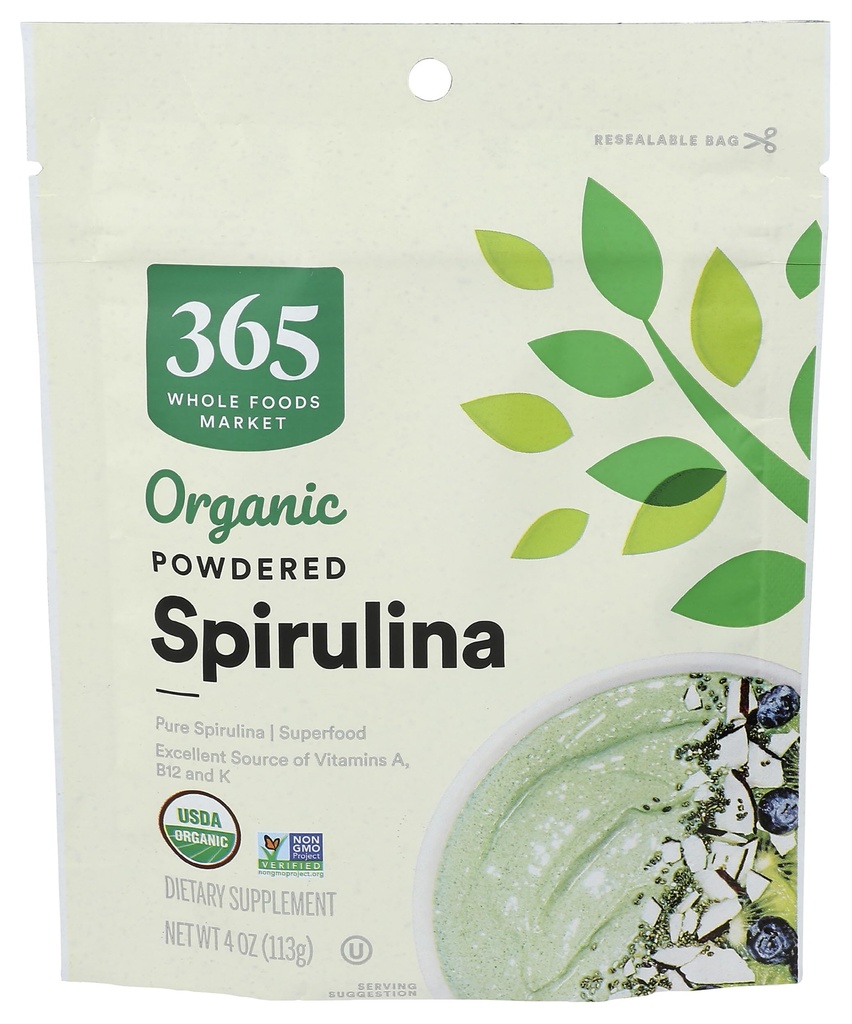 365 par Marché des aliments entiers, poudre de spiruline biologique, 4 once