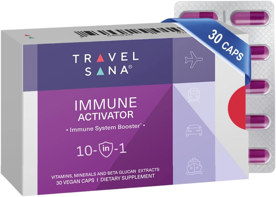 Attivatore immunitario | 10-in-1 Booster immunitario | Integratore di supporto immunitario con Beta-Glucan, Vitamina C, A, D3, B6, B9, B12, Zinco, Selenio e Manganese | 30 capsule vegane
