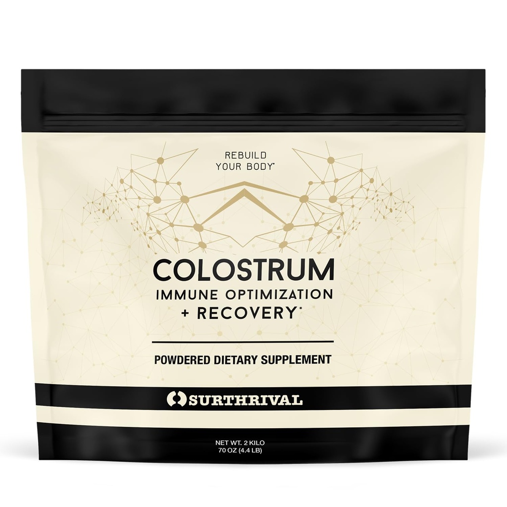 Surthrival: Kolostrum-Pulver (2 Kilo, 4.4lbs), Immun-Optimierung & Erholung, Pulver-Diätsergänzung, Gut Gesundheit, Immununterstützung, Keto Friendly