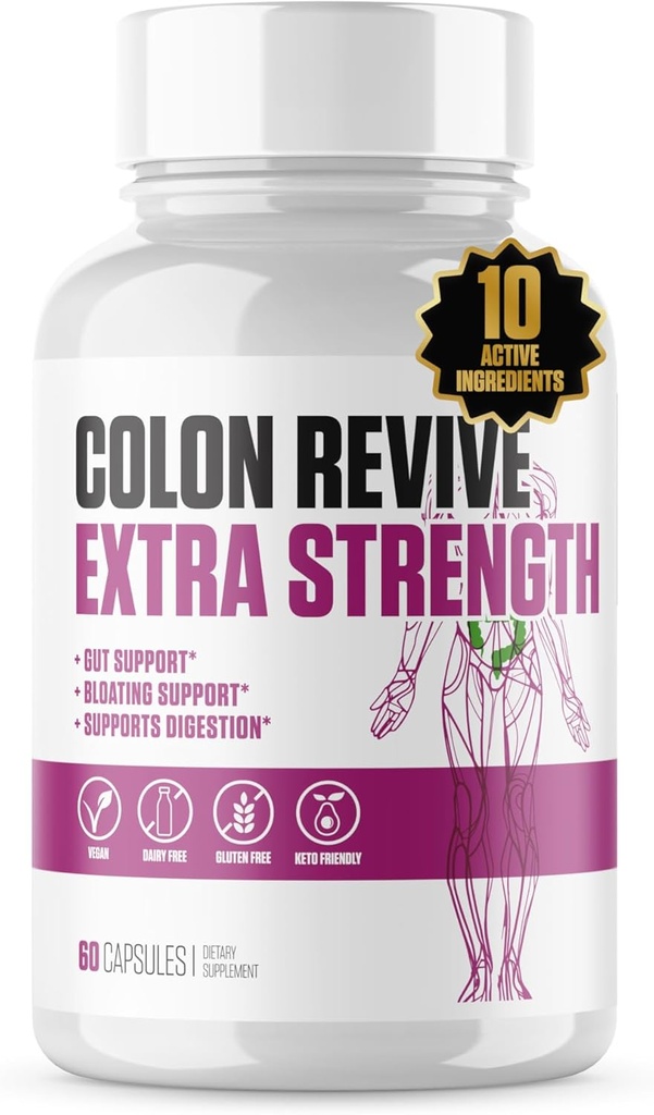Colon Revive Extra Strength-Resistance $1 Évaluation de Colon Cleanse & Detox Supplement $Support digestif, réduire le gonflement, le soulagement de la constipation avec/Buckthron, Alfalfa, Aloe Vera + Plus pour les hommes et les femmes - 60 pilules