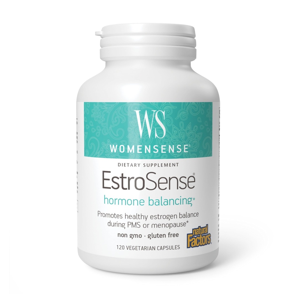 Fattori naturali WomenSense EstroSense - Supplemento giornaliero di supporto per l'equilibrio ormonale - Supporta Menstrazione sana e menopausa - Supplemento naturale non OGM - 120 capsule vegetariane (60 Serve)