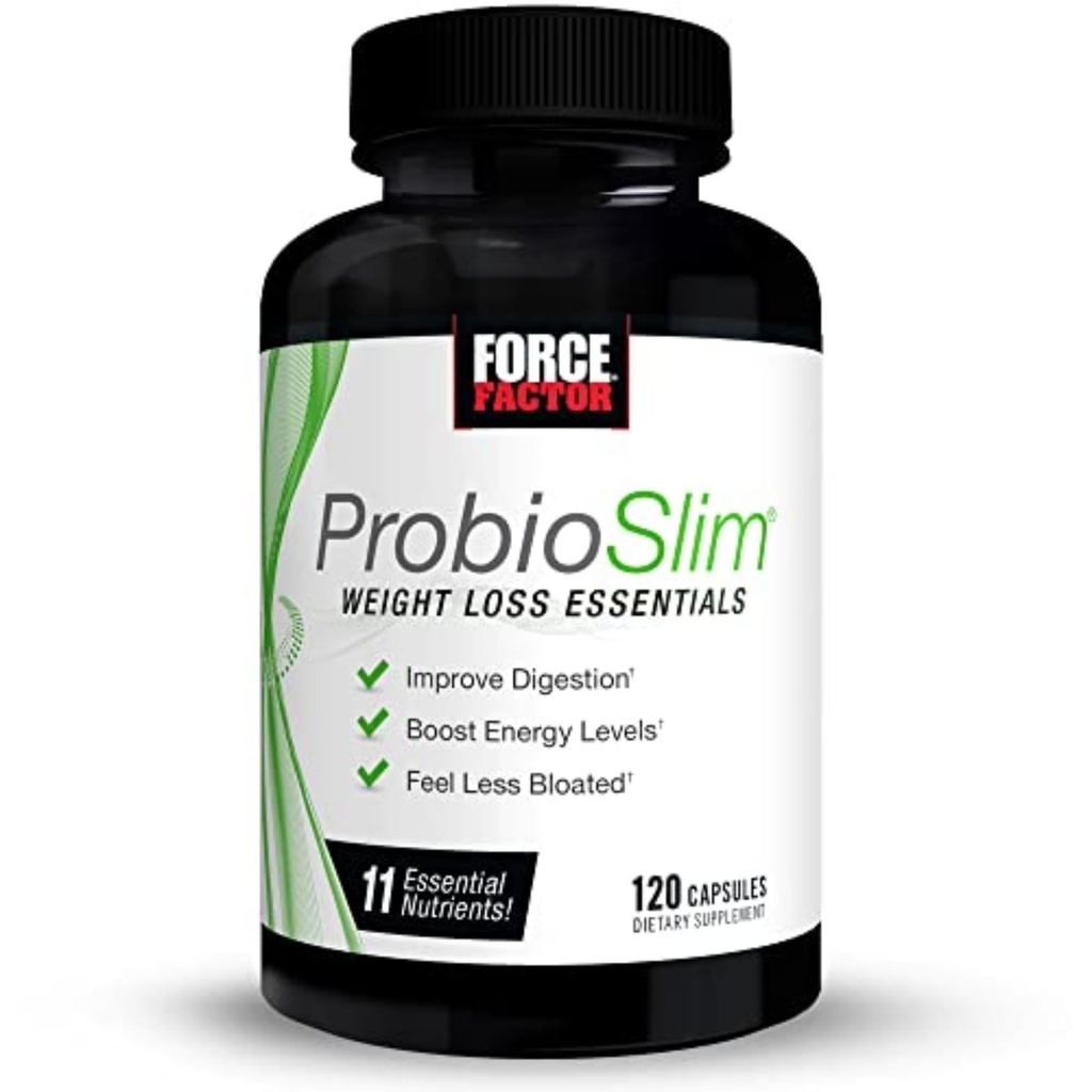 FORCE FACTOR ProbioSlim Perdita di peso Essentials Complete Daily Digestive Health and Weight Loss Probiotic Supplemento per le donne e gli uomini con elettroliti e Estratto di tè verde, 120 capsule