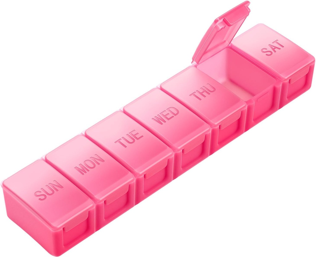 Extra Large Pill Organizer Weekly, KAPENS Daily Pill Case Box Large Capacity Compartments, 7 Day Pill Containers for Medicine Supplements Vitamin Fish Oil, Red