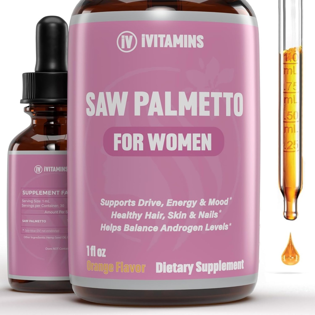 Saw Palmetto für Frauen | Hilft Haarausfall zu reduzieren, unterstützt gesundes Haar, Haut, Nägel, Energie, Stimmung &amp; Mehr | DHT Blocker für Frauen Haarwachstum | Saw Palmetto für Frauen Haarausfall | 1 fl oz