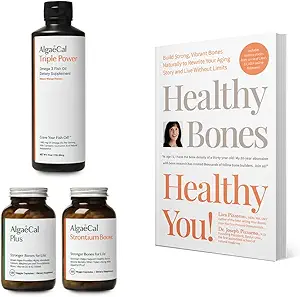 ALGAECAL Bundle - Bone Builder Pack, Calcium Supplement Vitamina D, K2, Strontium & Omega 3 Fish Oil con EPA & DHA & The Book by Lara Pizzorno Healthy Bones Healthy You