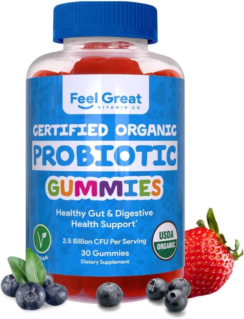 Sentez-vous Great USDA Probiotic Gummies pour les adultes et les enfants - 2,5 milliards CFU (30 jours)