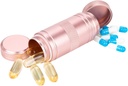 Small Pill Box Metall Pille Case - Tragbare wasserdichte Pille Container für Taschengeld, Reise täglich Pillenhalter, Medizin Organizer für Vitamin/Fish Oil/Supplements Pink 1 Pack