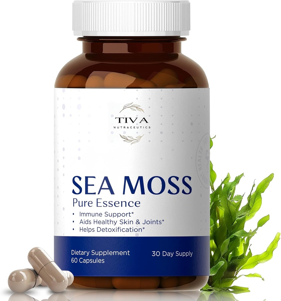 Irish Sea Moss Capsules mit Bladderwrack, Burdock Root & BioPerine – Unterstützung für Immunfunktion, Energie, Verdauung & Schilddrüse – Wildcrafted, Lab-Tested – 60 Vegan Capsules
