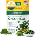 Sunlit Best USDA Organic Premium Chlorella Tabletten 500 Tabs | 100% reine Chlorella Superfood-Ergänzung in Protein, Chlorophyll, Vitamine, & Minerals | Unterstützt gute Gesundheit, Wohlbefinden & Erholung