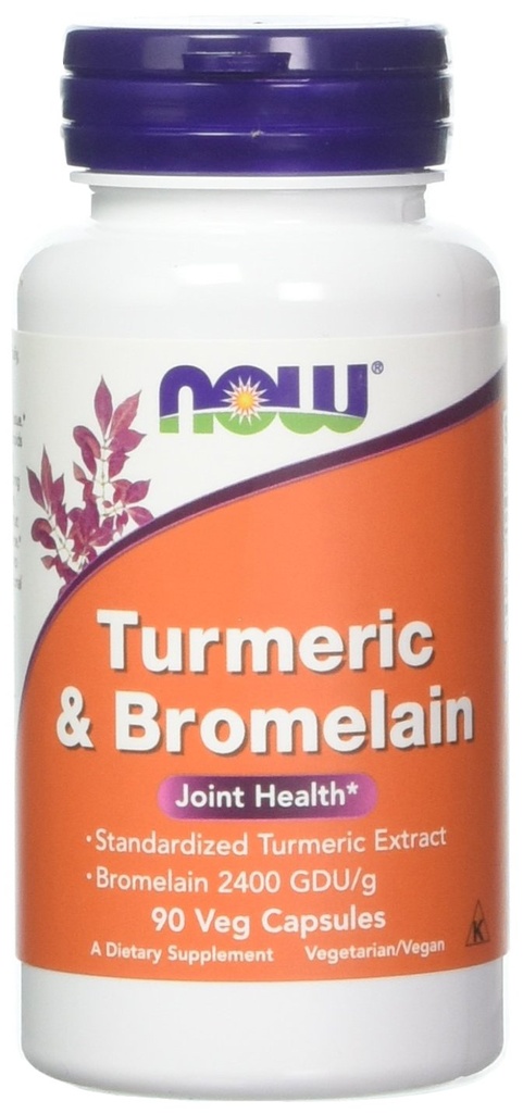 NOW Foods Turmeric & Bromelain, 90 capsula vegetale (2 Confezione)