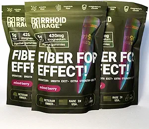 Fiber and Magnesium Gummies, unterstützt Verdauungs-Gesundheit, lindert Verstopfung, hilft Hämorrhoiden zu verhindern, hat sowohl lösliche als auch unlösliche Faser, Made in USA, 60 ct (3)