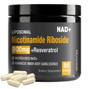 NAD Ergänzung - NAD+ mit Nicotinamid Riboside (NR) und Resveratrol Quercetin 900mg Pure Organic NAD Plus für Cellular Repair Healthy Aging Brain Function, 80 Kapseln