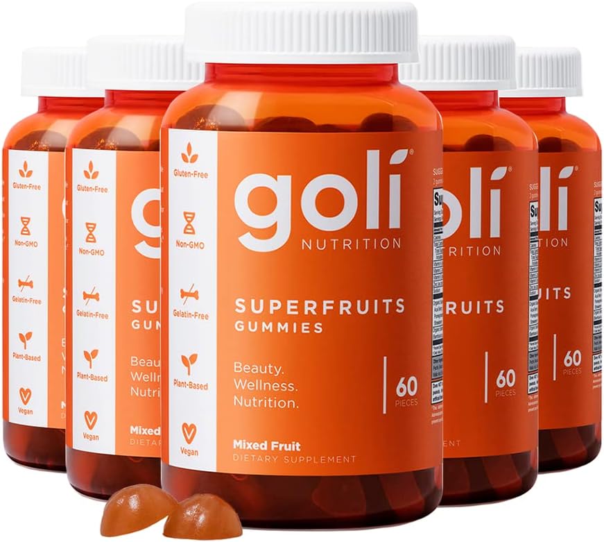 Goli Nahrungsergänzungsmittel, SuperFruits Beauty Gummy Vitamin - 300 Count - Collagen-Promoting Zutaten - Gemischte Frucht, Vegan, Pflanzen-basiert, Non-GMO, Gluten-Free & Gelatin Free