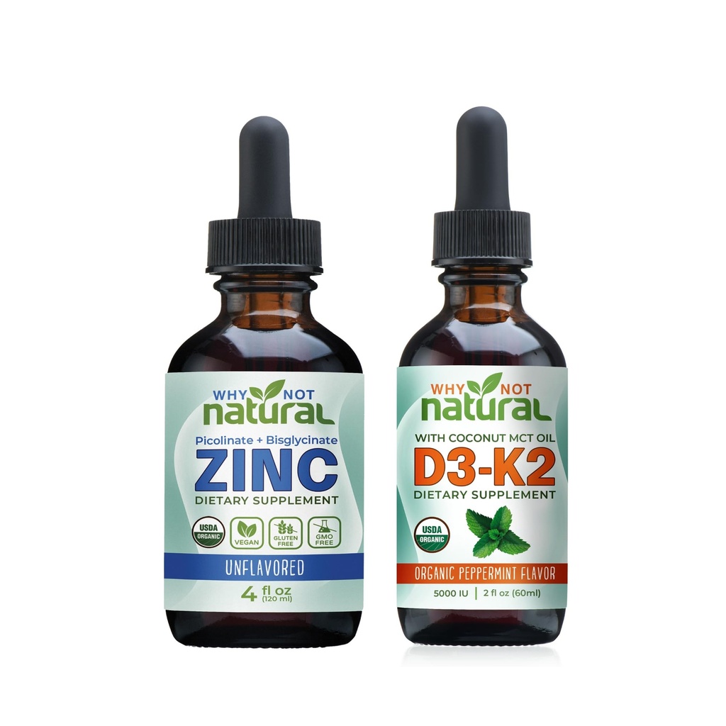 Zinc liquide organique et gouttes de vitamine D3K2
