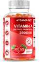 Vitamine sans sucre Vitamine A 25000 UI Gommies ( Palmitate de rétinyle) - Saveur de fraise naturelle - 120 Gommies à base de pectines (3 bouteilles)