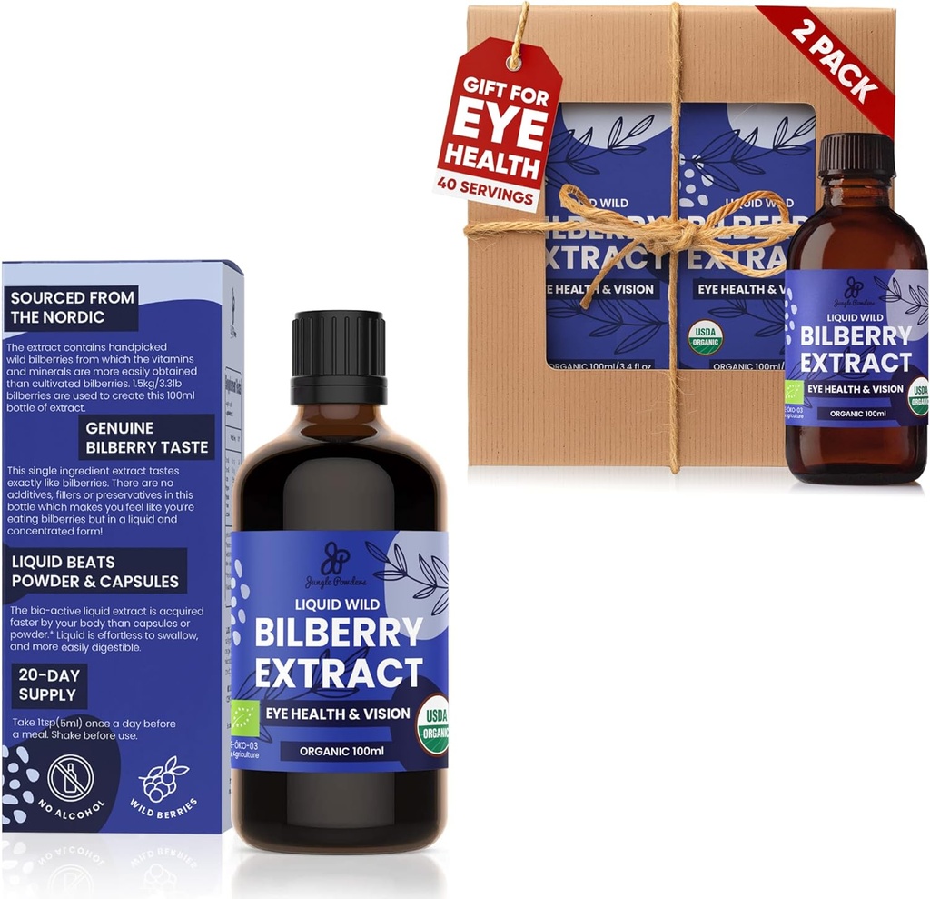 Estratto di mirtillo selvatico 3x3.4oz Bottiglia di liquido Bilberry Anthocyanin Alcohol-Free European Blueberry Bilberry Integratore per Occhi Estratto liquido ad alta biodisponibilità