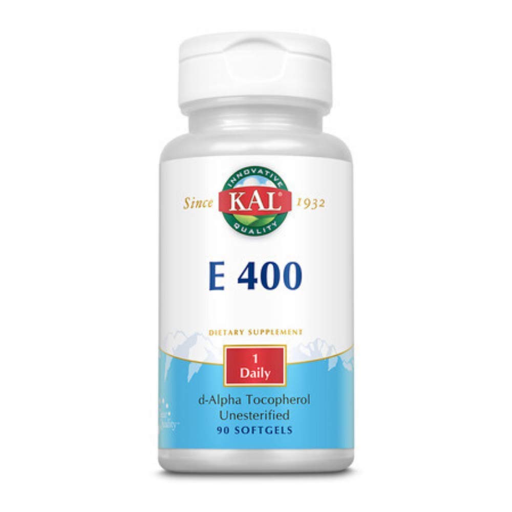 KAL E-400 D-Alpha Tocophérol 400 UI Softgels, 90 Compte