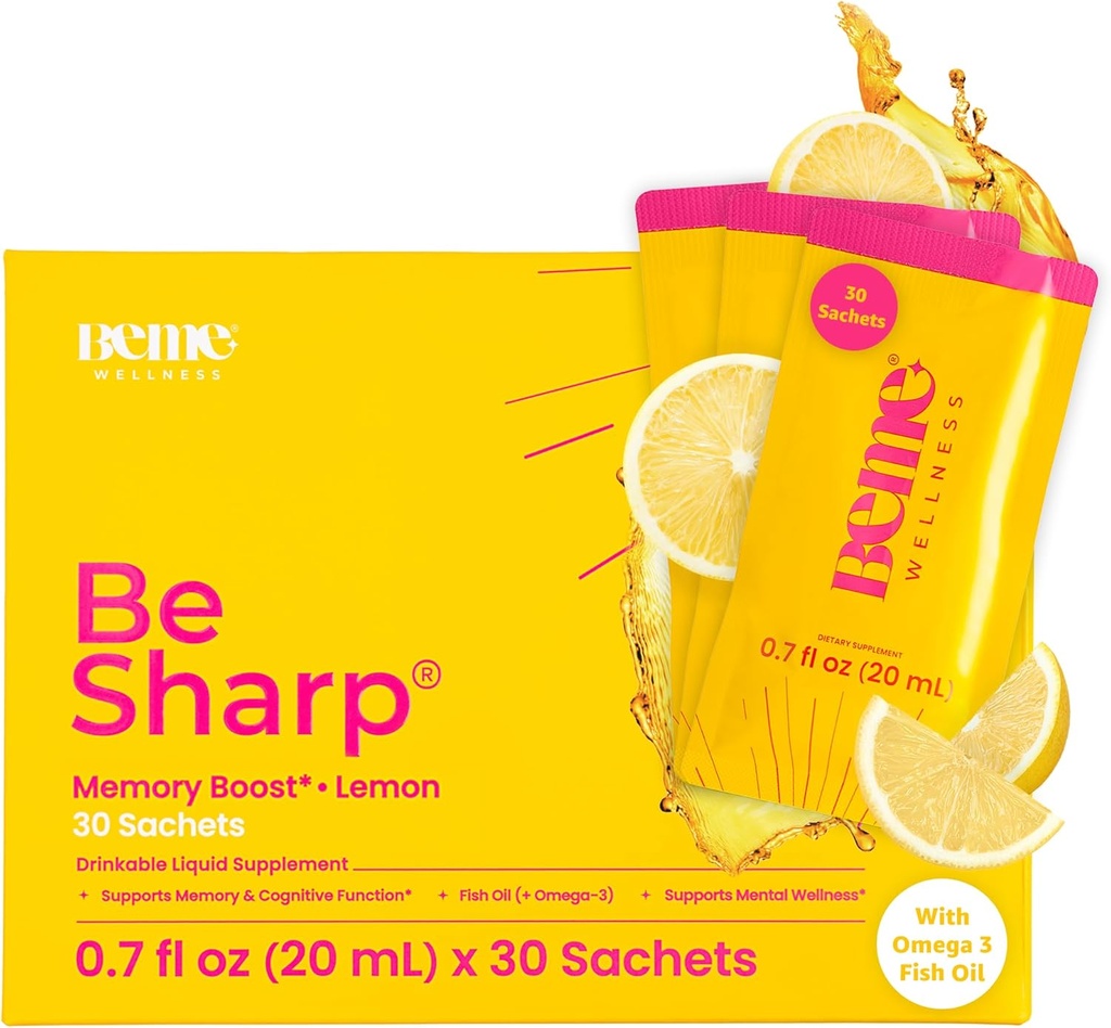 BeMe Liquid Omega 3 Fischöl - Kurkuma, Zitronensamen Extrakt & Omega 3 Ergänzung für Frauen - Patentiertes EPAX® für schnelle Absorption und hohe Bioverfügbarkeit - Unterstützt Gedächtnis & Gehirngesundheit
