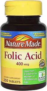 Nature Made Folic Acid 400 mcg (665 mcg DFE) Tabletten, 250 Count (Pack von 3)