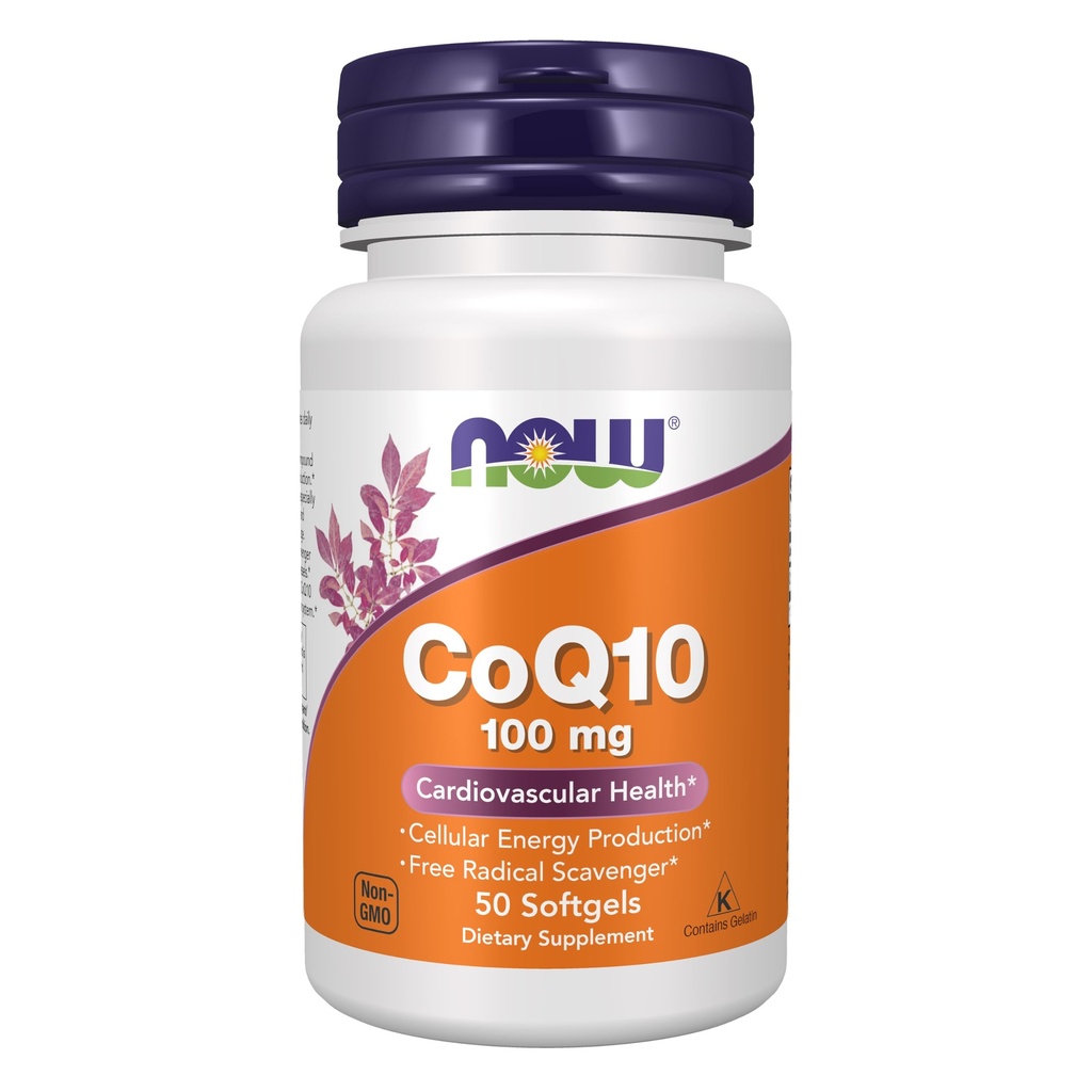 NOW Supplementi, CoQ10 (Coenzima Q10) 100 mg, Grado farmaceutico, Salute cardiovascolare*, 50 Softgels