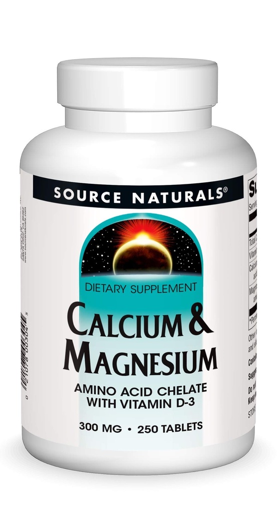 Quelle Naturals Calcium & Magnesium, Aminosäure-Komplex mit Vitamin D-3, 300 MG - 250 Tabletten