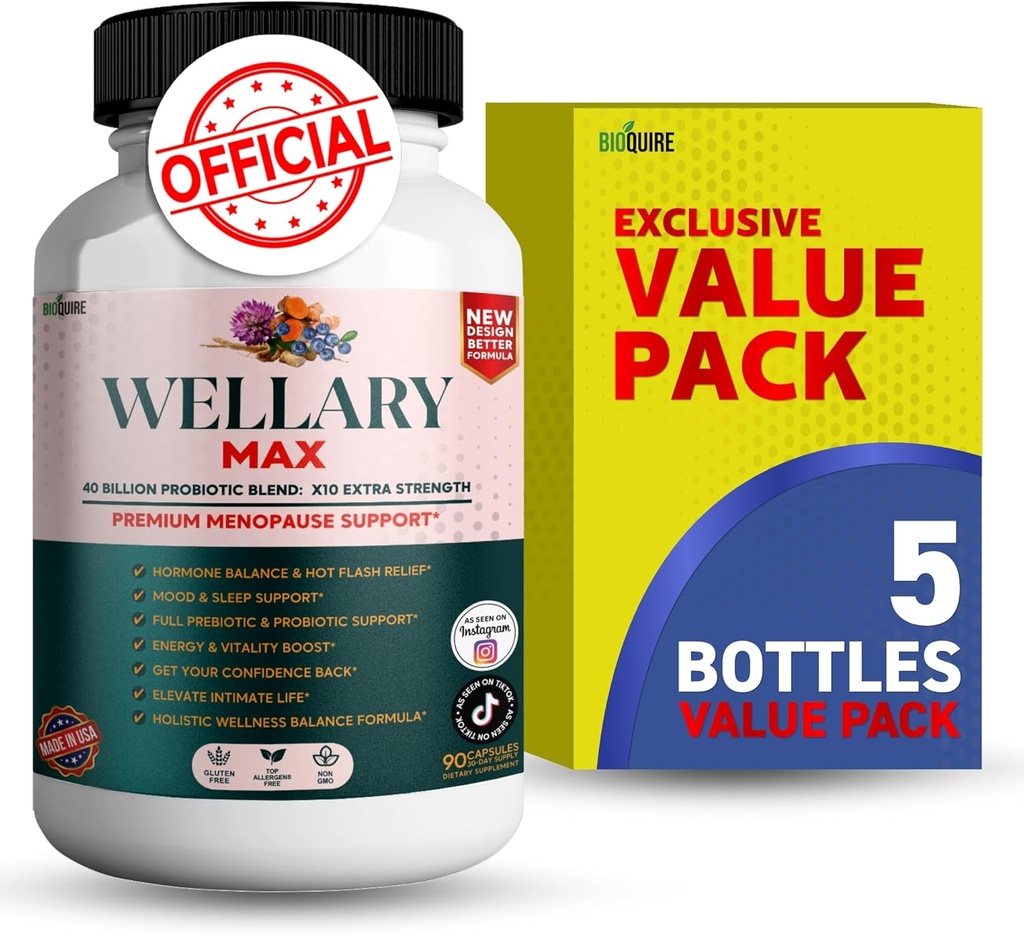 Wellary Max Menopause supplemento di supporto, 40 miliardi di CFU miscela probiotica, 90 capsule (5)