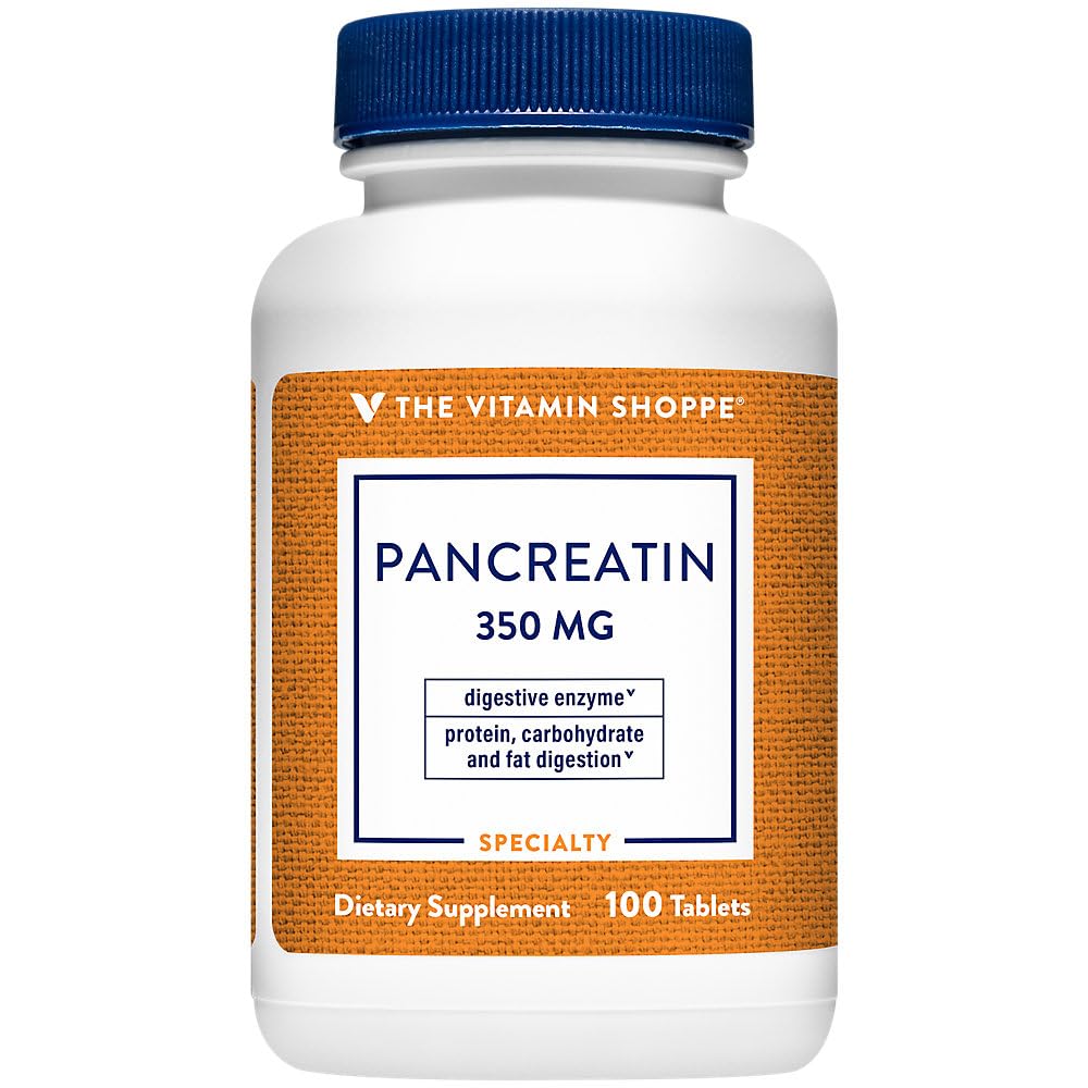 Das Vitamin Shoppe Pancreatin 500MG, Natürliche Verdauungsenzymergänzung, unterstützt Verdauung von Fetten, Proteinen, Kohlenhydraten (100 Tabletten)