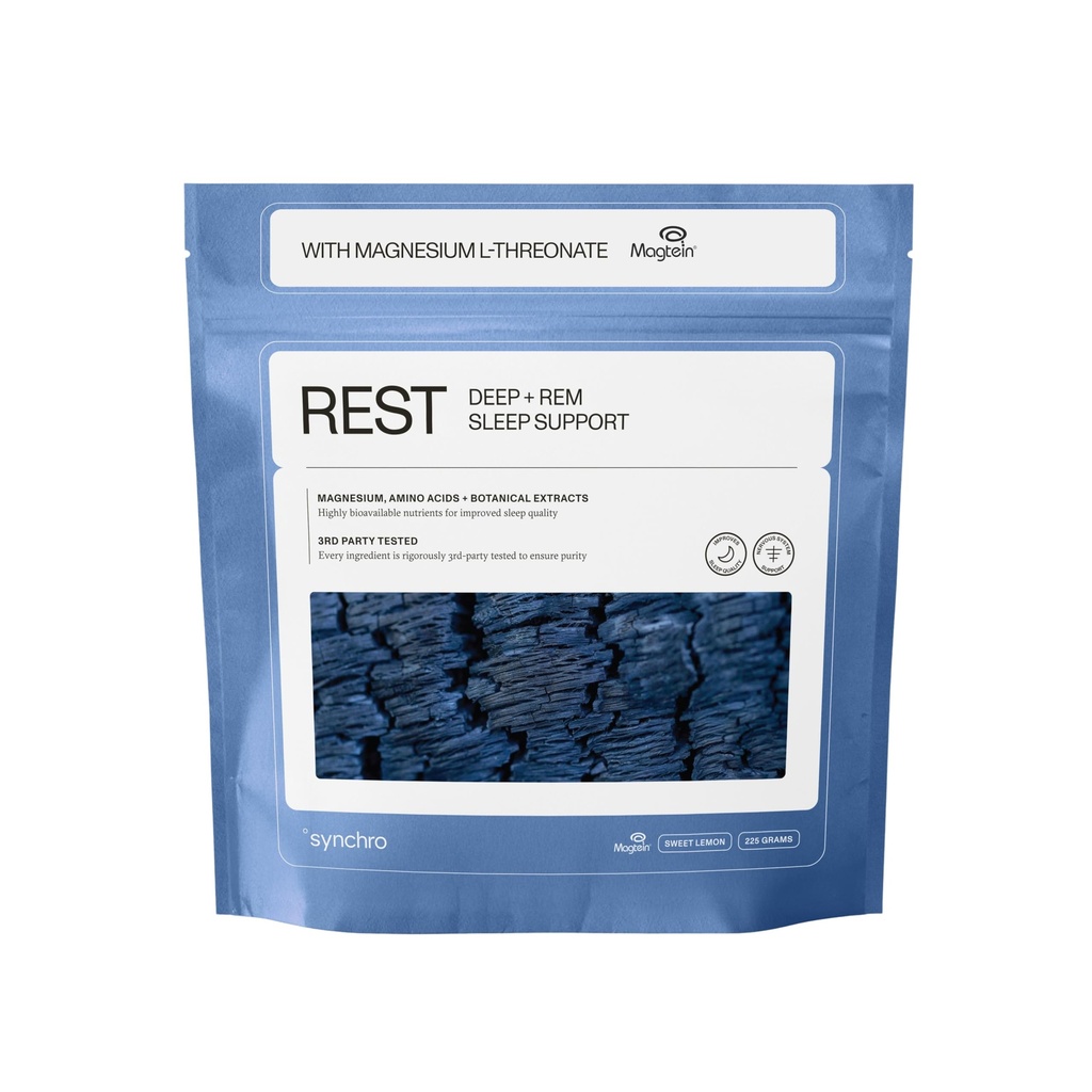 Synchro - Supplementi di sonno a riposo, Rilassante sonno Aids per adulti, Integratore di magnesio in polvere per il supporto sonno profondo, Supplemento di sonno della bevanda notturna, Aroma di limone dolce, 210 Grammi
