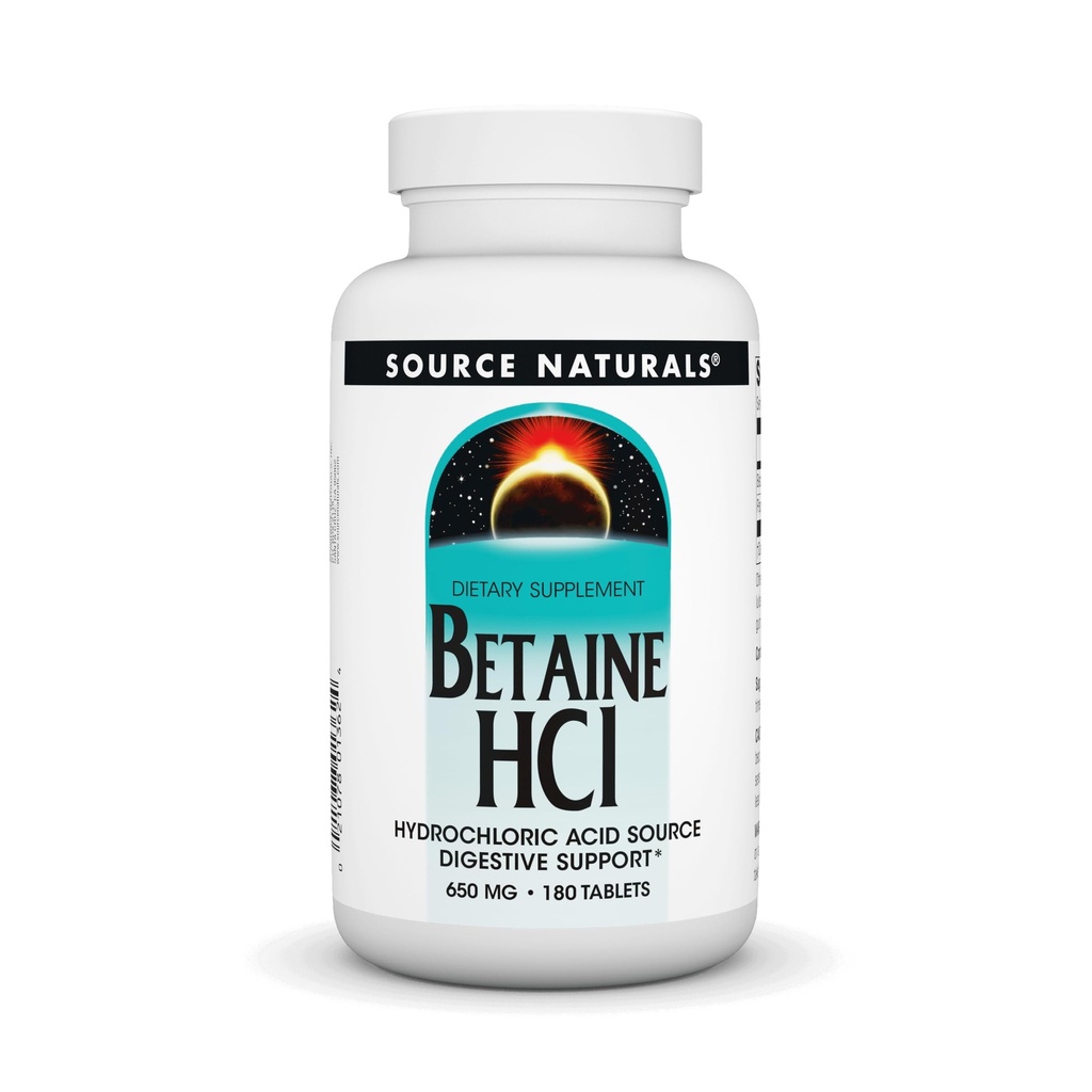 Quelle Naturals - Betaine HCl Salzsäure Quelle 650 mg. - 180 Tabletten