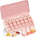 Organisateur de pilules 3 fois par jour, boîte à pilules de 7 jours - GloDeals Organisateur hebdomadaire de pilules, portable amovible quotidien récipient de médecine cas pour supplément d'huile de poisson de vitamine, rose