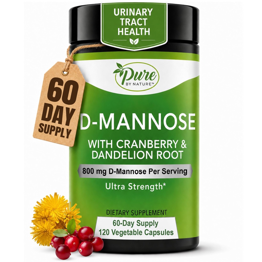 Rein von Natur D-Mannose mit Cranberry und Dandelion Root, 120 Graf