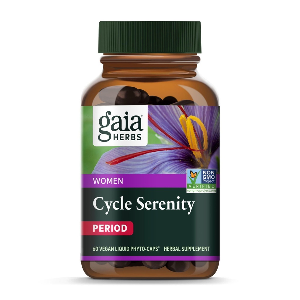 Gaia Herbs Cycle Sérénité - Supplément d'équilibre hormonal pour femmes - Fabriqué avec Fenugreek, Safran, Turmeric & Hawthorn - Exempte de gluten, de laiterie et de soja - 60 Capsules de végétalien (60 portions)