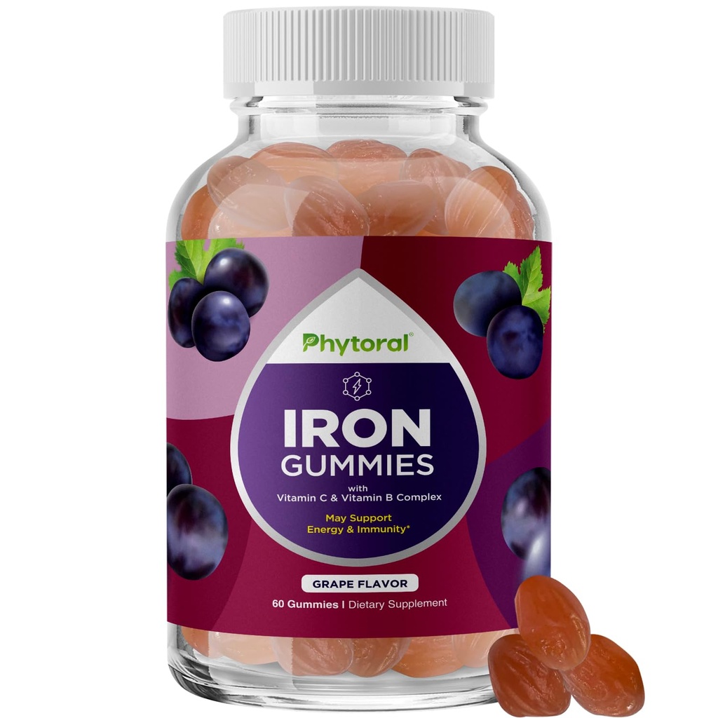 Natürliche Multivitamin Eisengummis für Erwachsene - Adult Gummy Vitamine mit Eisen und Energie Boost B Complex Vitamine - Gummy Supplement und Mental Clarity Focus Multivitamin