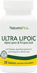 Natures Plus Ultra Lipoic - 30 Bi-Layered Tablets - Alpha Lipoic & R-Lipoic Säure - Antioxidant-Unterstützung - mit Probiotika & Age-Defying Nährstoffe - Glutenfrei - 30 Portionen