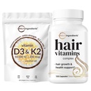 Micro Ingredients Vitamin D3 10.000iu + K2 200mcg Kokosöl Softgels & Hair Vitamins Complex Kapseln Bundle 2 Pack | Essential Sunshine Vitamine | 14-in-1 Advanced Hair Growth Support