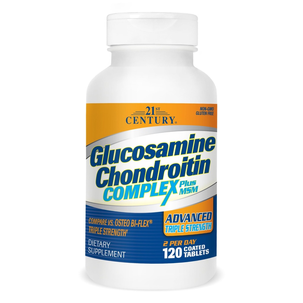 21st Century Glucosamine Chondroitin Complex Plus MSM, Advanced Triple Strength, 120 compresse
