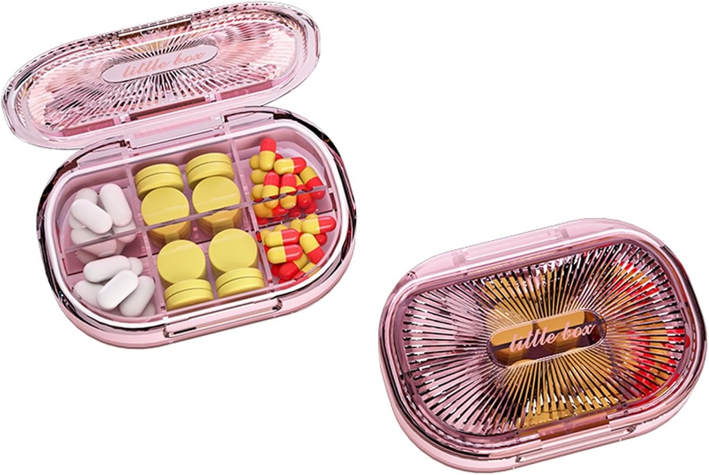 Kleine Pille Box, Feuchtigkeit Proof Pille Case, Reise Pille Organizer für Taschengeld, Täglich tragbare Medizin Vitamin, Fischöl, Nahrungsergänzung (Pink)