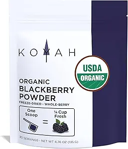 KOYAH - Polvere di BlackBerry organica: 30 Serve (1 Scoop = 1/4 tazza fresca): congelato, polvere di pelo intero, crudo